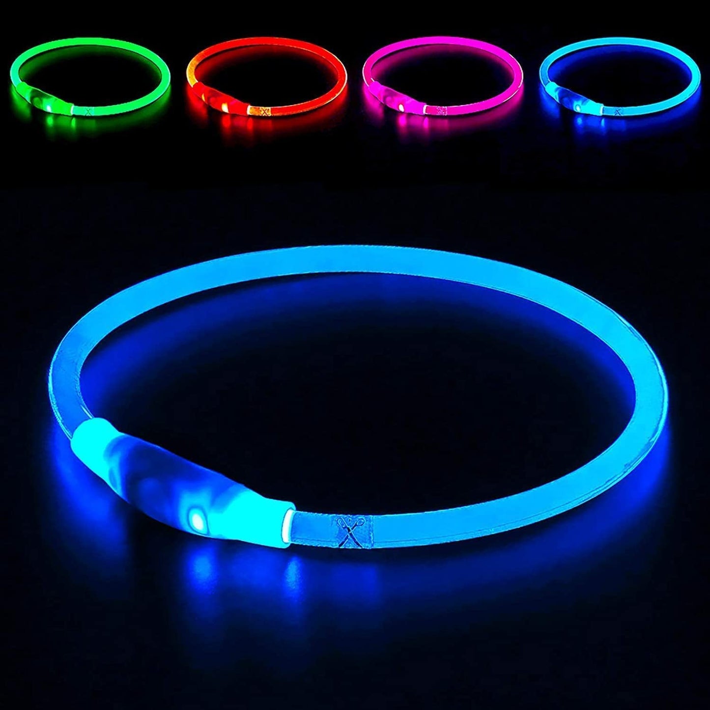 Light up Dog Collar, USB Rechargeable Flash Dog Necklace Light, Pet Safety Collar Makes Your Beloved Dogs Be Seen at Night for Small Medium Large Dogs(Blue)