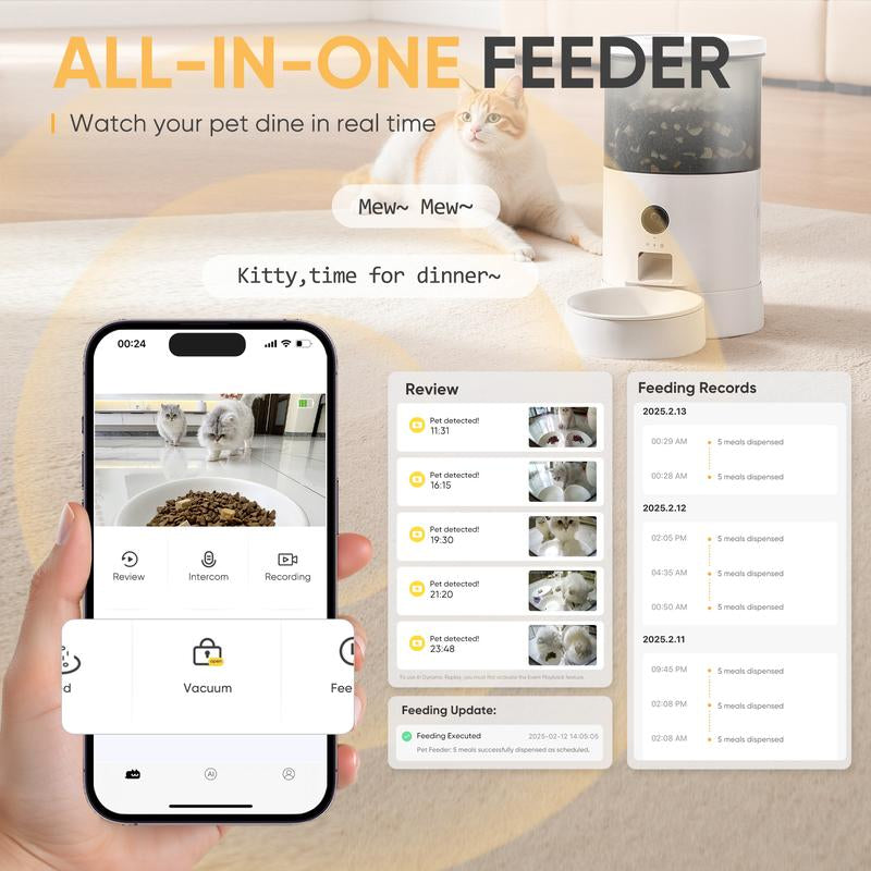 Smart Vacuum Pet Feeder with Camera