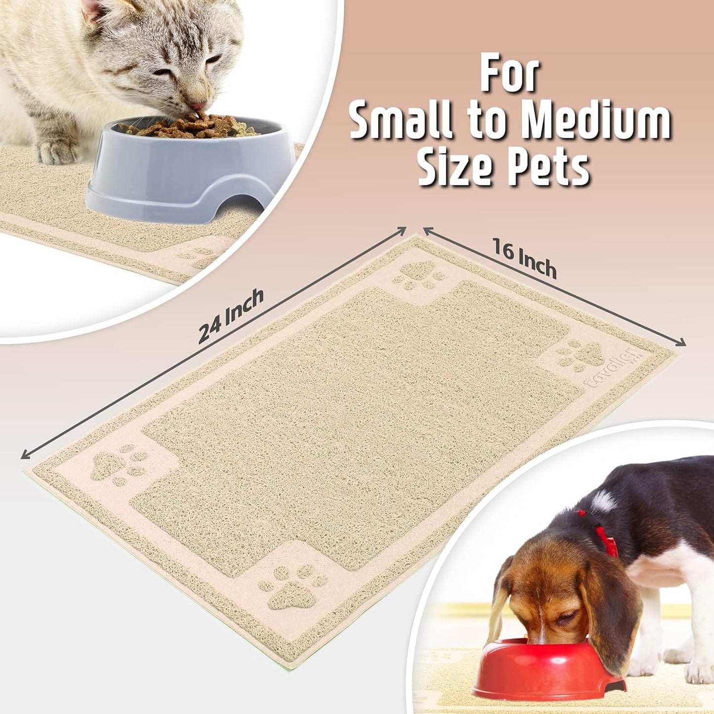 Bowl Mat for Cat and Dog, Silicone Non-Slip Absorbent Waterproof Dog Food Mat, Easy to Clean, Unique Paw Design