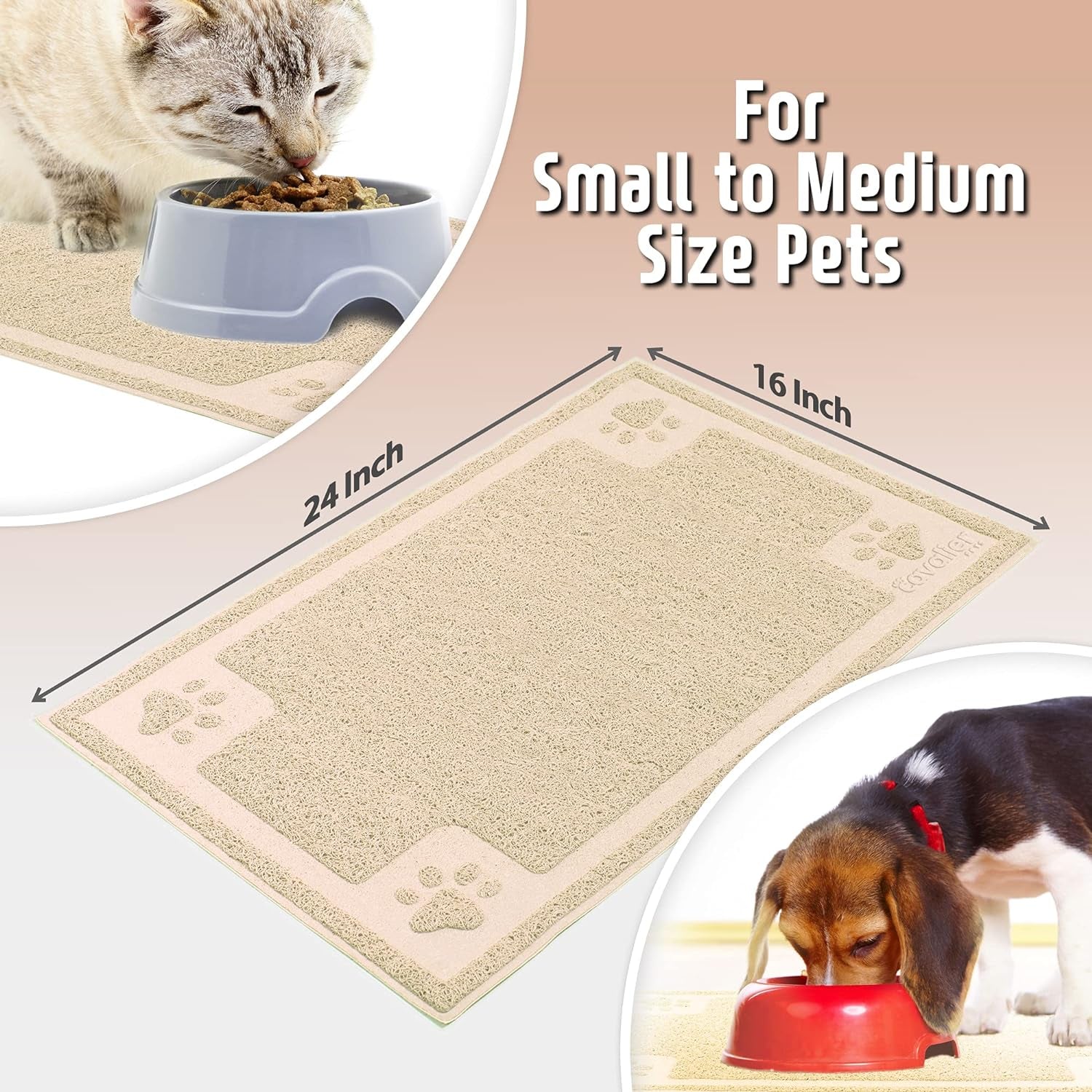 Bowl Mat for Cat and Dog, Silicone Non-Slip Absorbent Waterproof Dog Food Mat, Easy to Clean, Unique Paw Design